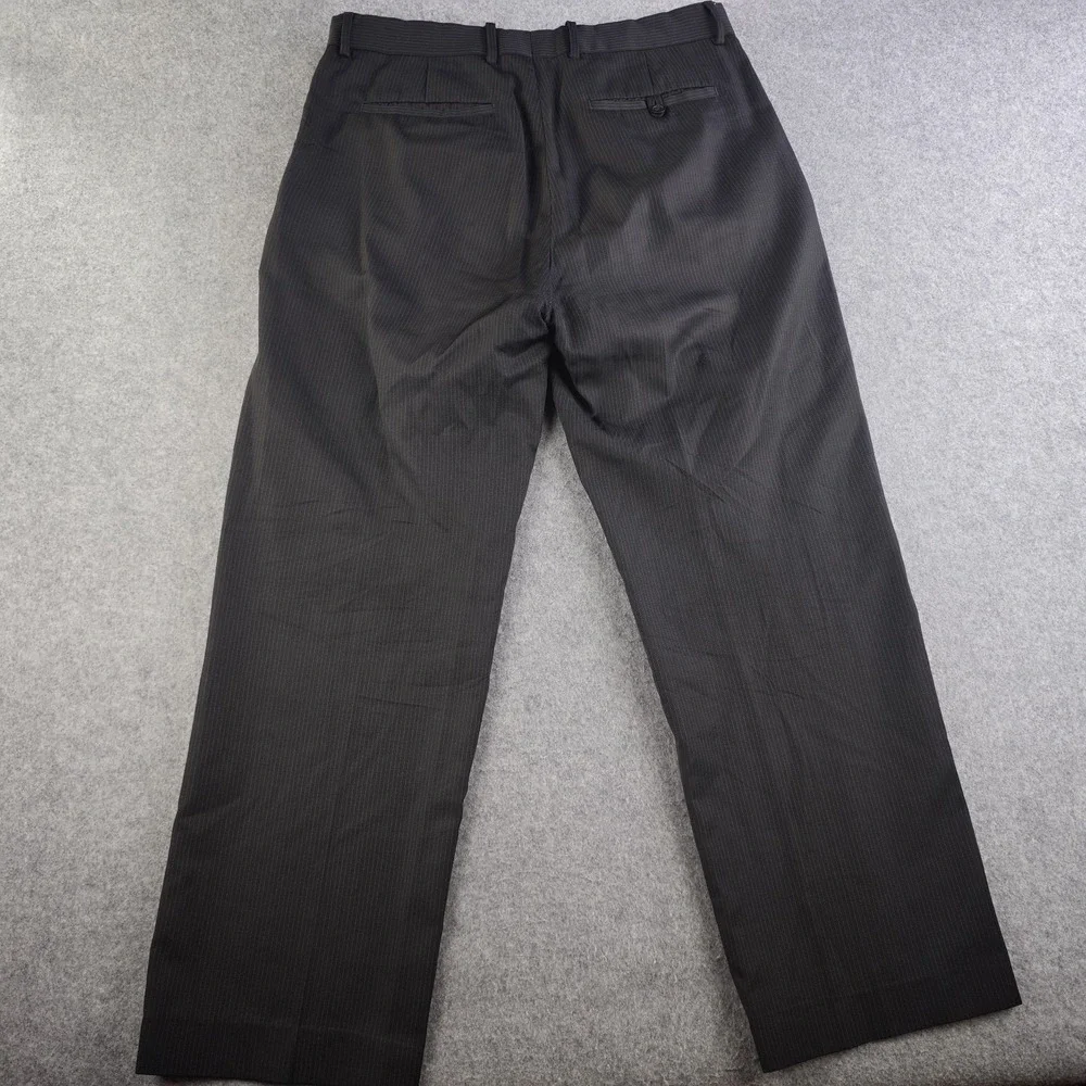 Banana Republic Dress Pants Mens 32x30 Black Pinstripe Flat Front Wool